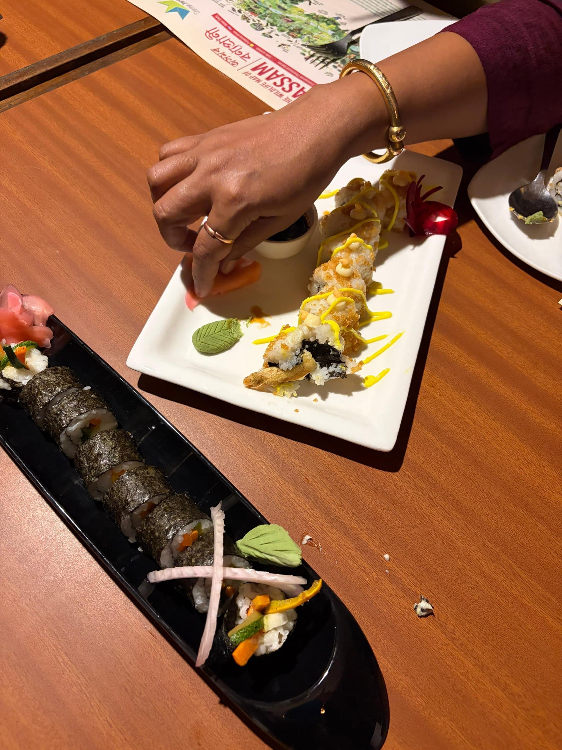 Vegetable Maki Sushi — fresh cucumber, avocado and pickled radish rolls